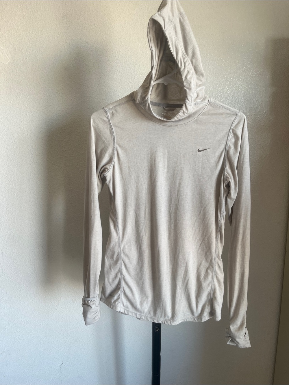 Nike Women’s Light Beige Hooded Long Sleeve Top
